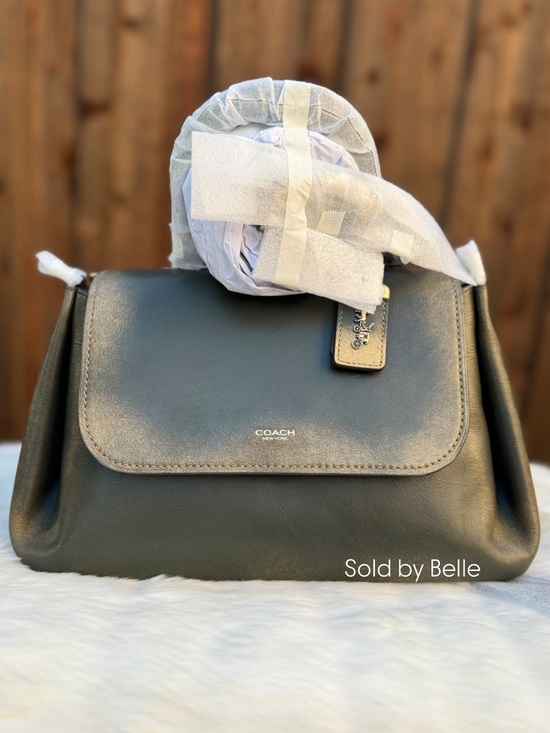 Coach Handbags - NWT Coach Slouchy Rogue Top Handle Loved Leather Brass Green